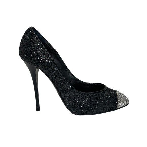 Giuseppe Zanotti Black‎ Silver Glitter Stiletto Pumps 39.5 Heels